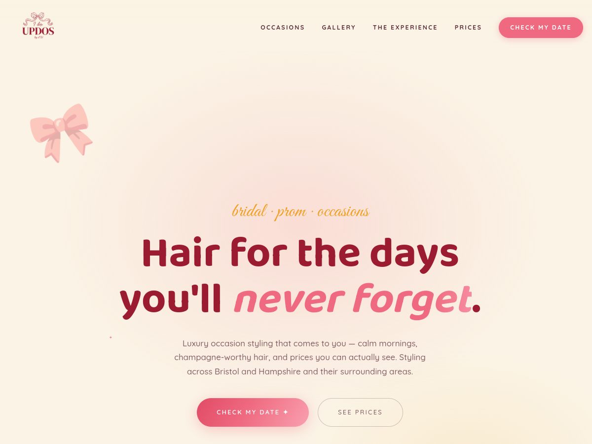 IDoUpDos — bridal, prom and event hair styling site built by OnePageWonder